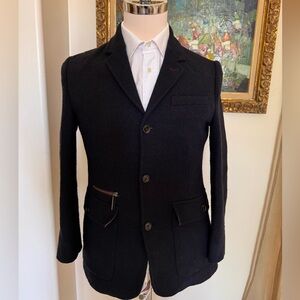 Ted Baker London 3 Button Zip & Patch Pocket Knit Jacket in Black Size 2 US M